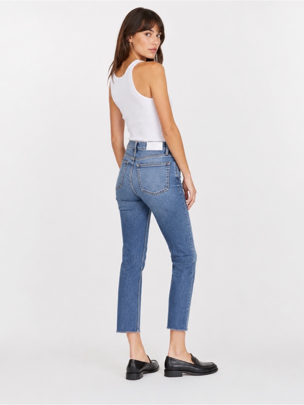 Re/Done Originals Women Blue High Rise Crop Jeans US25 Classic Preppy Minimal